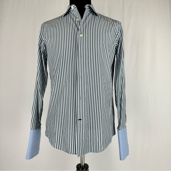 Banana Republic Men's Fitted Long Sleeve Striped Shirt S - 14-14.5 - Picture 1 of 9